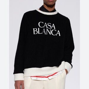 CASABLANCA Tennis Club Terry Cloth Embroidered Pullover Sweater Small